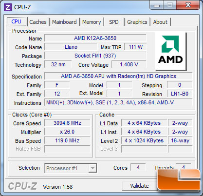 AMD A6-3650 APU Highest Stock Voltage Overclock