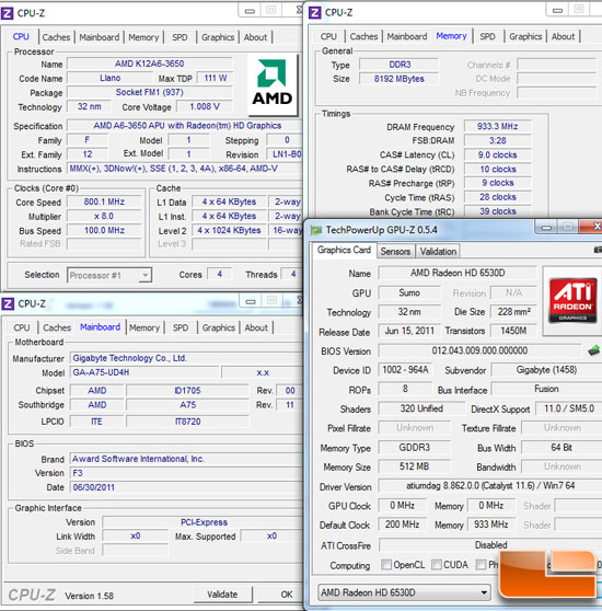 AMD Socket FM1 Test Settings