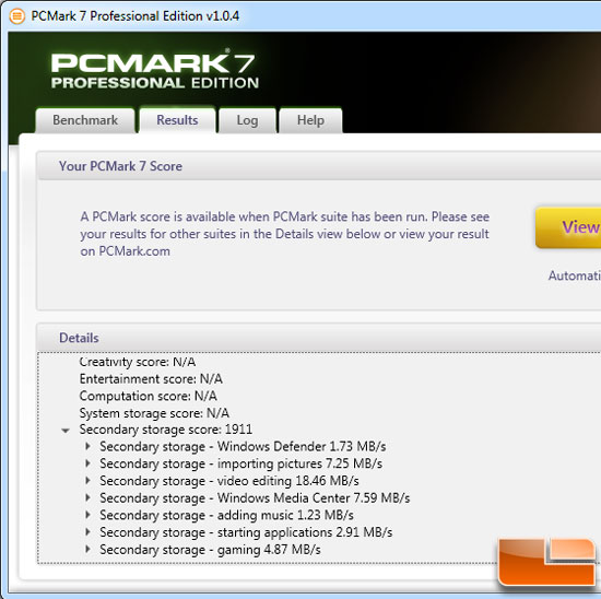 PCMark Vantage Benchmarking