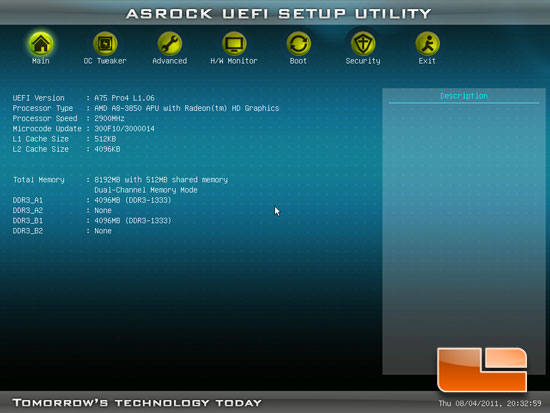 ASRock A75 Pro4 UEFI BIOS Setup