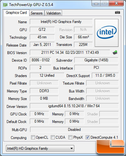 Intel Pentium G620 GPU-Z