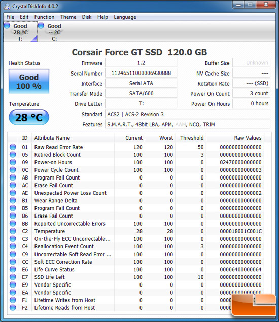 Corsair Force GT CRYSTALDISKMARK INFO