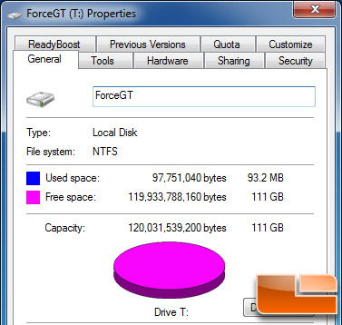 Corsair Force GT 120GB Properties