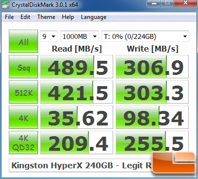 Kingston HyperX 240GB CRYSTALDISKMARK P67