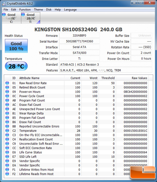 Kingston HyperX 240 CRYSTALDISKMARK INFO