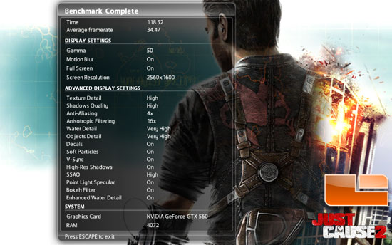 ASUS GTX 560 DirectCU II TOP Just Cause 2 Benchmark