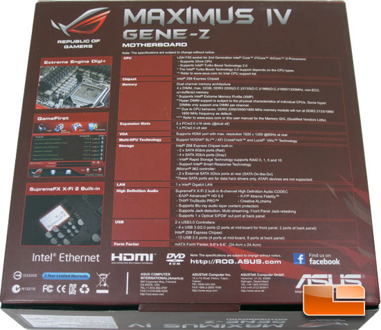 ASUS Maximus IV Gene-Z Intel Z68 Micro ATX Motherboard Retail Packaging