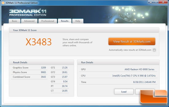 Futuremark 3DMark 11 Benchmark Results