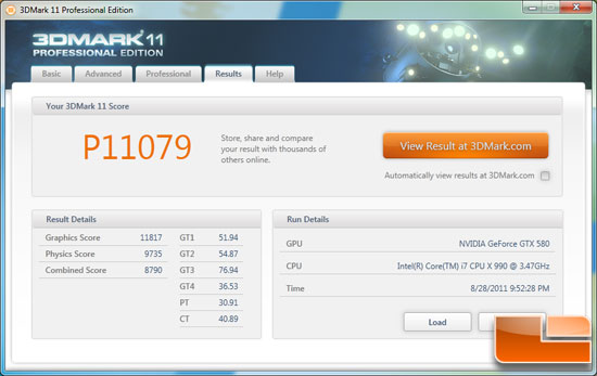 Futuremark 3DMark 11 Benchmark Results