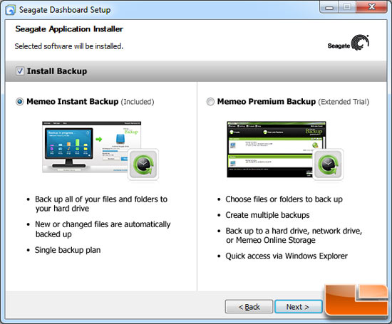 Seagate Dashboard Setup