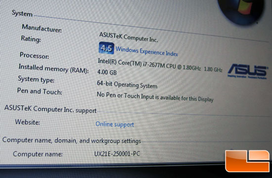 ASUS UX21 Intel Ultrabook