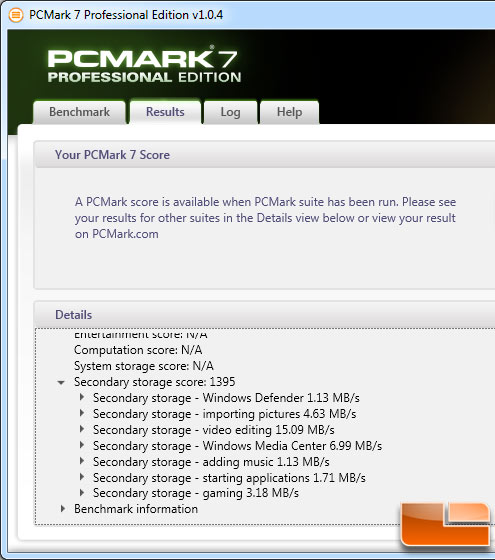 PCMark Vantage Benchmarking