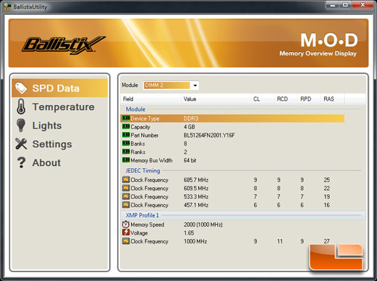 Ballistix MOD SPD data