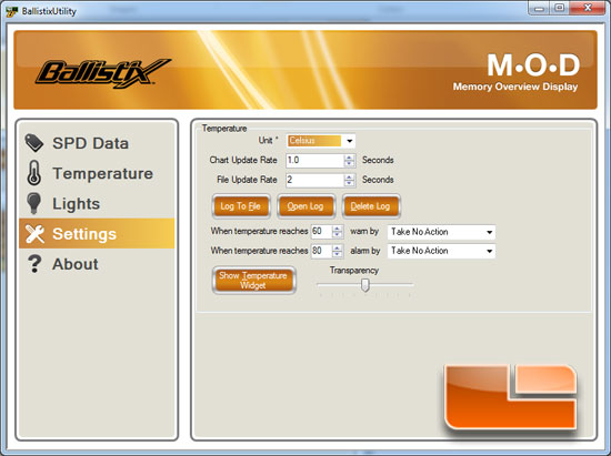 Ballistix mod settings and alarms