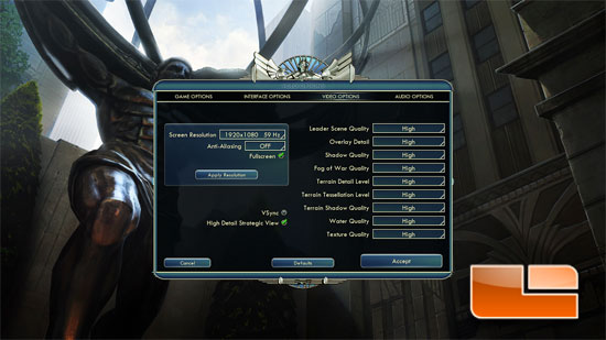 Civilization 5 gameplay benchmark settings