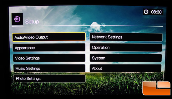 WD TV Live Setup Menu