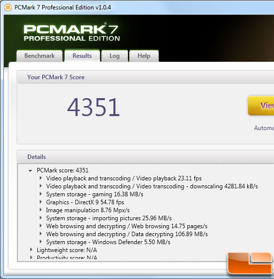 AMD FX-8150 PCMark 7 Benchmark Results
