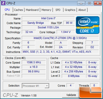 Intel Core i7 2700K Processor Idle