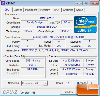 Intel Core i7 2700K Processor Load State