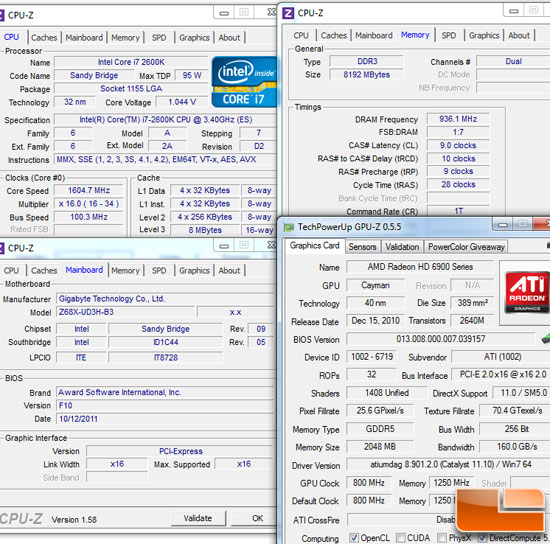 Intel Z68 Test Settings