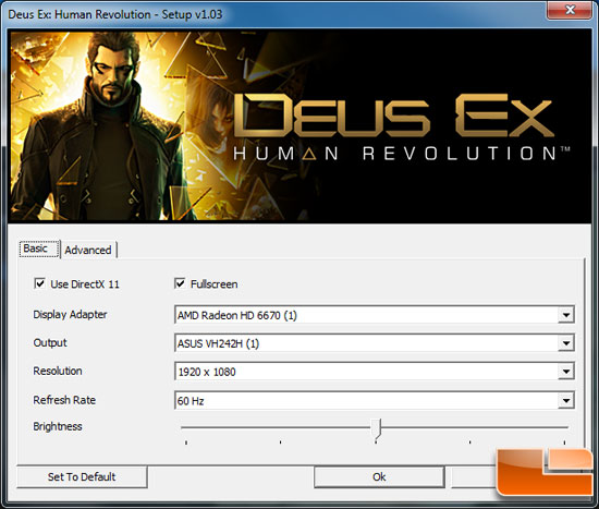 Deus Ex Human Revolution Game Settings