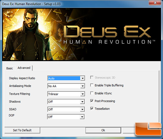 Deus Ex Human Revolution Game Settings