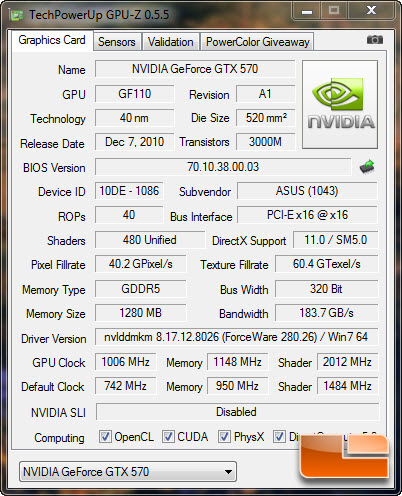 ASUS GTX 570 DirectCU II Overclock