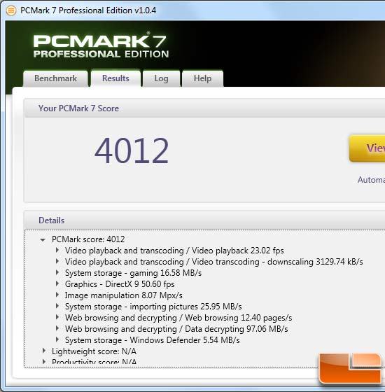 AMD FX-4100 PCMark 7 Benchmark Results