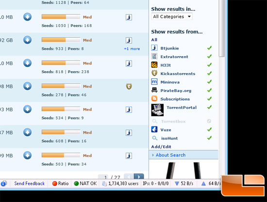 BitTorrent Search Results