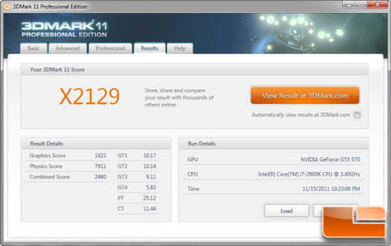 3D Mark 11 air cooled score