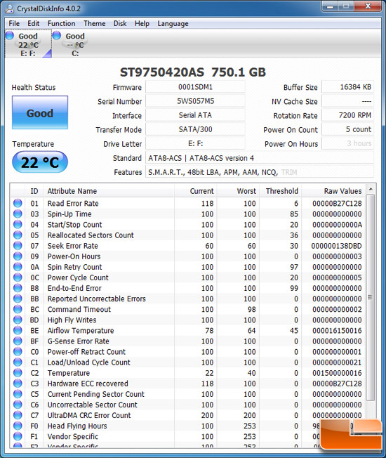 Seagate Momentus 750GB CRYSTALDISKMARK INFO