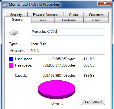 Seagate Momentus XT 750GB Properties