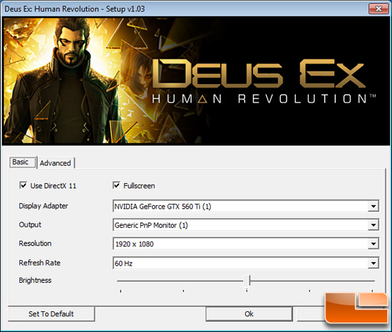 Deus Ex Human Revolution Game Settings