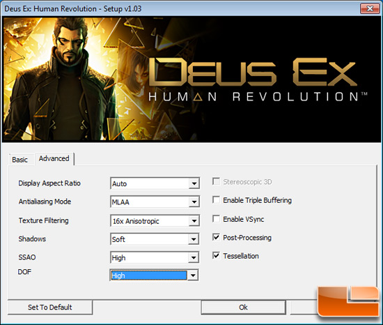 Deus Ex Human Revolution Game Settings