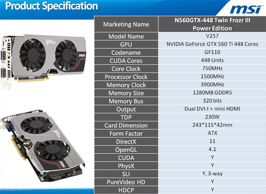 MSI N560GTX-448 video card Video Card Features