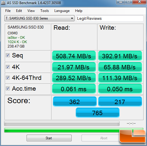 Samsung 830 256GB AS-SSD