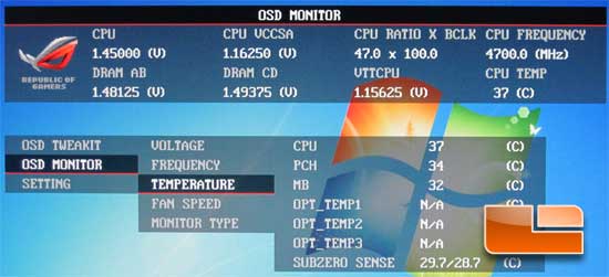 ASUS Rampage 4 Extreme Intel X79 Motherboard Republic of Gamers OC Key On Screen Display