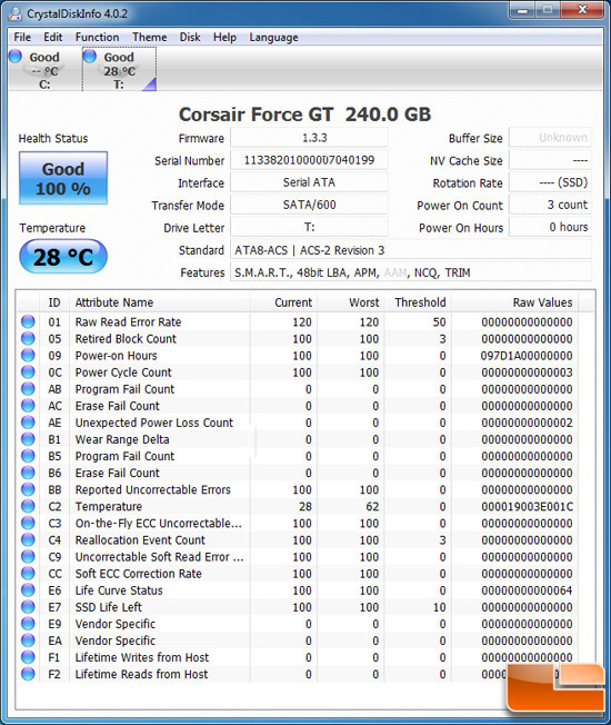 Corsair Force GT 240GB CRYSTALDISKMARK INFO