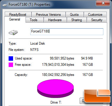 Corsair Force GT 180GB Properties