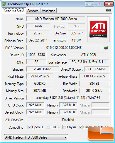 AMD Radeon HD 7970 Test Settings