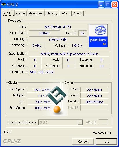 ASUS CT-479 Pentium M adapter thermal temperatures