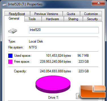 Intel 520 240GB Properties