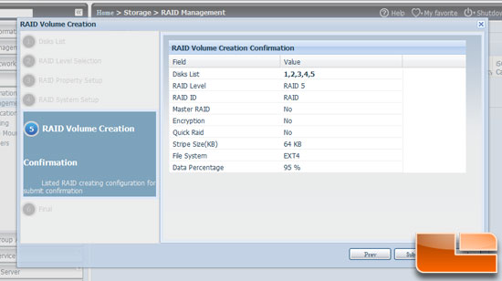 Thecus N5500 5 bay NAS RAID Setup step 5