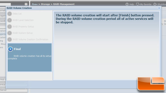 Thecus N5500 5 bay NAS RAID Setup step 6
