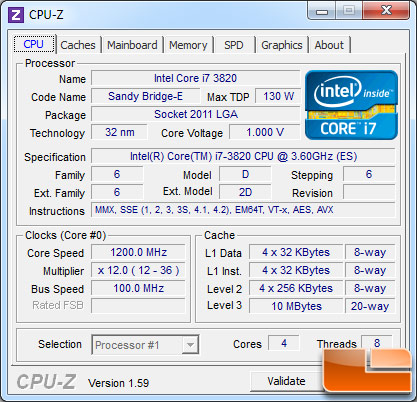 Intel Core i7-3820 CPU-Z