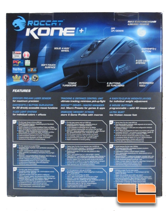 Roccat Kone Plus box back