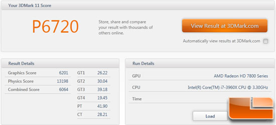 AMD Radeon HD 7850 3DMark11 Stock