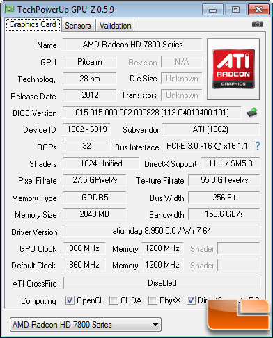 AMD Radeon HD 7850 2GB GPU-Z