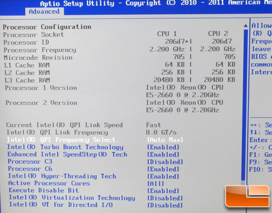 Intel Grizly Pass BIOS - Advanced Screen