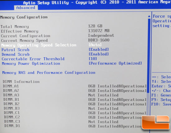 Intel Grizly Pass BIOS - Memory Configuration